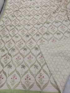 Hand Block Printed Cotton <b>Quilt</b> 225x270 cm King Size Reversible <b>Bedding</b> Blanket Handmade Lightweight Bedspread Export Quality - Product Image 3