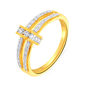 Bague croisée multi-rangs en or jaune de haute qualité avec diamants pour femme, alliance de luxe tendance, bijoux fins en gros - Product Image 1