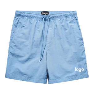 Shorts Bermuda en Coton Bleu Clair Uni pour Homme, Taille Élastique, Décontracté, Respirant, Tissu Tissé Taille Mi-Haute - Product Image 4