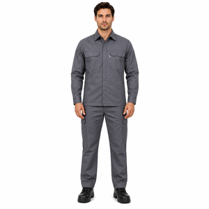 Men Industrial Work Uniform Long Sleeve <b>Shirt</b> Cargo Pants Set Dust Proof Cotton Construction Worker Safety Workwear - Product Image 1