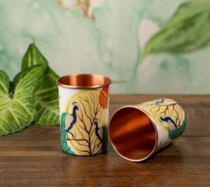 Gobelet en cuivre à imprimé floral flamant rose, verre à eau tropical design, tasse à boire décorative en métal, cadeau, vaisselle réutilisable - Product Image 4