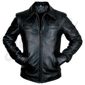 Chaqueta de cuero negra para hombre, estilo clásico, motero, fabricante OEM ODM, chaqueta de cuero para motocicleta con cremallera, estilo casual urbano. - Product Image 6