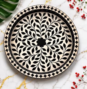 Bandeja de servir con incrustaciones de hueso para comedor y entretenimiento, bandeja decorativa hecha a mano con incrustaciones de hueso, bandeja decorativa de almacenamiento para mesa de centro - Product Image 5
