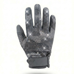 Unisex Breathable Mesh Football <b>Gloves</b> with Rhinestone Design Velcro Closure Solid Color Adult All Seasons - Product Image 1