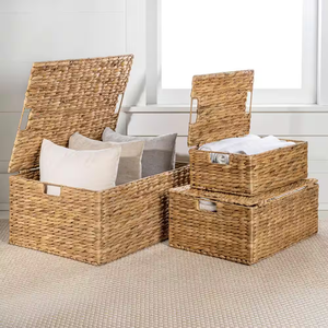 Water Hyacinth <b>Baskets</b> for <b>Storage</b> Multipurpose <b>Storage</b> <b>Baskets</b> for Pantry Living Room <b>Bathroom</b> from Vietnam - Product Image 4