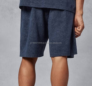 กางเกงขาสั้นออกกำลังกายผู้ชายแบบย้อมสีพื้น ผ้าโพลีเอสเตอร์/คอตตอน ระบายอากาศได้ดี เป็นมิตรกับสิ่งแวดล้อม ความยาวระดับเข่า ล้างสีแบบแอซิดวอช สวมใส่สบายๆ - Product Image 2