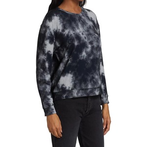 Sweat-shirt à col rond tie-dye noir et gris, effet marbré, unisexe, pour hommes et femmes, style grunge streetwear, en coton molletonné, personnalisable OEM - Product Image 3