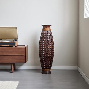 Vase de table en bois fait main, rond, décoratif, porte-fleurs, grain de bois naturel, décoration pour la maison, le bureau et le jardin - Product Image 5