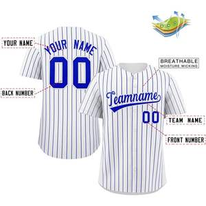 Camiseta de béisbol a rayas personalizada para hombres/mujeres/camisa con botones para jóvenes con nombre personalizado y número impreso o cosido - Product Image 3