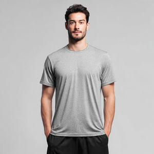 T-shirts de sport ajustés pour hommes, vêtements de sport pour la salle de gym, 100% coton tricoté, respirant, séchage rapide - Product Image 3