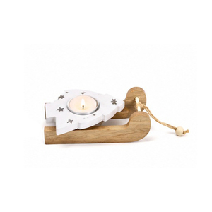 Portavelas de Madera con Puntos, Decoración Navideña Tradicional, Artesanía - Product Image 2