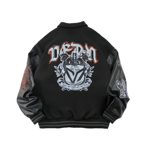 OEM Custom Logo Letterman Men Embroidered Varsity Jacket Baseball Bomber Jacket Vintage Streetwear <b>Hip</b> Hop Jacket - Product Image 3