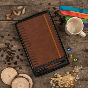 Aurelux Premium Brown PU Velvet Case Bound Diary Ballpoint Pen Gift <b>Set</b> 192 Pages Embossed Foiled Elegant <b>Notebook</b> Professional - Product Image 6