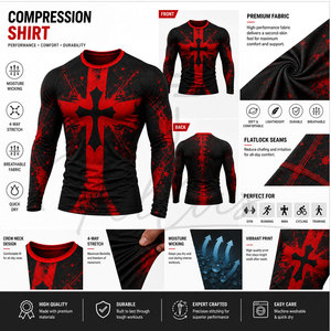 Nuevo Diseño, Mejor Calidad, Camiseta de Compresión para Hombre, Venta al Por Mayor, MOQ Bajo, Color Sólido, para Invierno y Actividades al Aire Libre - Product Image 6