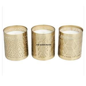 Highest Stainless Steel Metal Round Shape Three Color Scented <b>Candles</b> Luxury Handmade <b>Bulk</b> Selling - Product Image 2