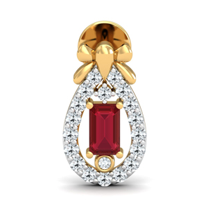 Boucles d'oreilles de luxe pour femmes plaquées or 18 carats avec rubis et diamants ronds taille brillant en forme de goutte d'eau, bijoux de mariage - Product Image 3