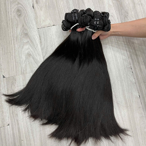 Extensions de cheveux naturels lisses en trame, lots de cheveux bruts non traités, double épaisseur, 10-34 pouces en stock, prix de gros - Product Image 1