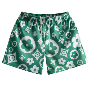 Shorts de Baño para Hombre, Estampado de Estrellas de Mar Azul Claro, Cintura Media, Cierre con Cordón, Secado Rápido, Traje de Baño Informal, 100% Poliéster - Product Image 1