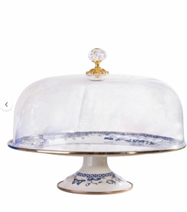 Nuevo Soporte para Pastel Esmaltado Personalizado con Campana de Plexiglás de 30cm, Base para Servir Repostería, para Bodas, Baby Showers y Hogar - Product Image 2