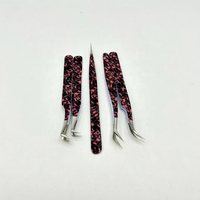 Pinzas para Extensión de Pestañas Lucky Lash, Herramientas de Precisión de Acero Inoxidable, Caja de Cartón Rosa, Logotipo Personalizado, Punta Suave de 10 mm de Longitud