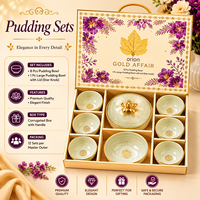 Ensemble de 8 bols à dessert en céramique blanche Luxury Gold Affair, avec logo personnalisé, coffret cadeau exécutif pour