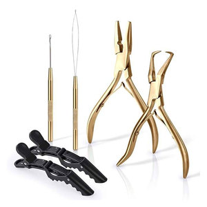 Custom Logo Stainless Steel Hair Extension Tool Kit Professional Hair Extension Pliers Loop <b>Hook</b> Alligator <b>Clips</b> Tape Extension - Product Image 2