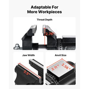 Morsa da banco per impieghi gravosi da 5,5 pollici con base girevole a 360° e bloccaggio multiuso in metallo - Product Image 3