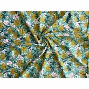 Tissu en coton imprimé à la main de qualité supérieure, fabriqué en Inde, respectueux de l'environnement, teinture naturelle, imprimé floral, textile pour robe d'été, décoration de la maison, chemises - Product Image 1