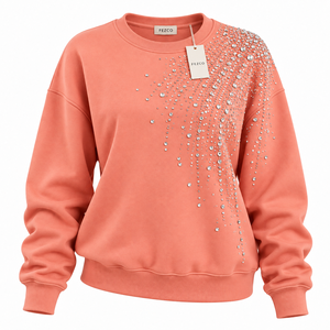 Sweat-shirt Glamour Femme Élégant Orné Décontracté avec Strass Nouvelle Collection Respirant Anti-boulochage Anti-plis Hiver - Product Image 1