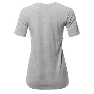 เสื้อยืดคอกลมแขนสั้นสีเทาสำหรับผู้หญิง ผ้าฝ้ายเจอร์ซีย์ 100% ทรงปกติ สีพื้น ใส่สบายทุกฤดู ระบายอากาศได้ดี - Product Image 2
