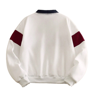 Polo à manches longues en tricot pour homme, blanc et rouge, style décontracté - Product Image 2