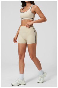Ensemble de sport 2 pièces pour femmes, coupe ajustée, très professionnel, comprenant un legging taille haute et un soutien-gorge, grandes tailles, texturé - Product Image 4