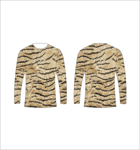 T-shirt à manches longues pour homme, motif tigre brun et noir, en coton biologique texturé, col rond, décontracté, streetwear, hauts pour la gym et l'entraînement - Product Image 2