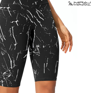 Newest High-Waisted Yoga Shorts Marble Print Compression Workout, Quick-Dry Stretchy <b>Tummy</b> <b>Control</b> Fitness Wear Ladies Shorts - Product Image 6