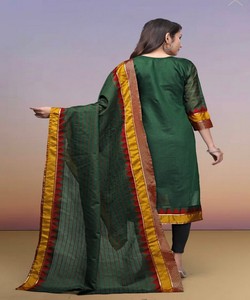 Conjunto de Dupatta y Top de Algodón Kanchi con Bordado Jacquard, Ropa Casual, Precio al por Mayor, Prenda Étnica Verde - Product Image 4