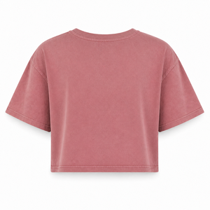 T-shirt court ample à col rond pour femme en jersey de coton enzymatique rose poudré, manches courtes, style décontracté - Product Image 3