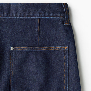Shorts en jean bleu foncé pour homme, taille haute, coupe droite, style décontracté d'été, 100 % coton tissé, poches surpiquées - Product Image 5