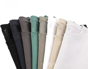 T-shirt décontracté d'été à col rond en coton 220 GSM à séchage rapide, couleur unie, coupe ample, OEM - Product Image 3