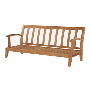 Banc d'extérieur en teck massif avec accoudoirs et assise à lattes - Ensemble de jardin 1 place pour terrasse et jardin - Product Image 1
