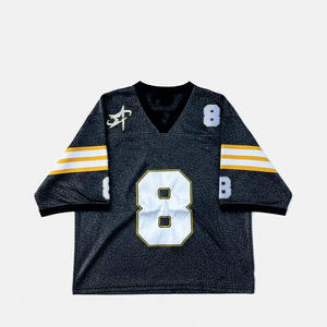 Maillot de football américain personnalisé à texture unique pour hommes, respirant, en polyester, col en V, uniforme sportif, fournisseur en gros OEM sous marque privée - Vente chaude - Product Image 2