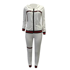 <b>Women's</b> <b>White</b> <b>Tracksuit</b> Full Sleeve Solid Color Casual Wear With Side Pockets Zipper Fly Loose Fit Autumn Style Cotton <b>Tracksuit</b> - Product Image 4