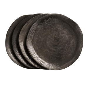 Plato de acero inoxidable plateado con borde con patrón de escamas en relieve para decoración de mesas de bodas y banquetes. - Product Image 6