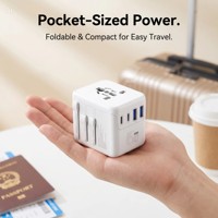 Adaptateur de voyage universel 35W PD tout-en-un avec chargeur iPhone et 2 ports Type-C, 2 ports USB-A, charge rapide pour mobile