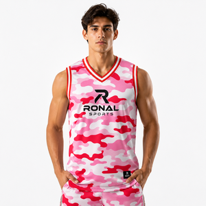RONAL SPORTS Camouflage Basketball Jersey Sleeveless Quick Dry Polyester <b>Tank</b> Top Unisex Adult All Seasons In Best Sale - Product Image 3