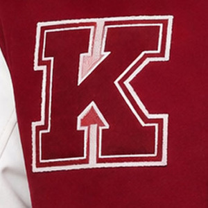 KIC Letterman Varsity <b>Jacket</b> <b>Men</b> Red <b>White</b> Embroidered Baseball Bomber Casual Style Regular Fit Winter Wear Coated Stand Front - Product Image 6