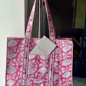 Bolsa de Mano de Algodón a Rayas Rosas con Panel Bordado Floral, Estilo Bohemio, Cierre Abierto, para Todas las Temporadas - Product Image 2
