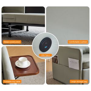 Canapé-lit convertible 3-en-1 pour adulte avec table pliante pratique et port USB Type-C, fauteuil-lit escamotable - Product Image 5