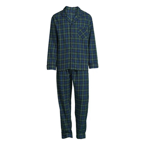 Ensemble de pyjama en flanelle à carreaux pour homme, avec cordon de serrage sur le devant, manches longues, vêtements de nuit décontractés pour l'hiver, 100% coton, respirant, léger, de haute qualité - Product Image 2