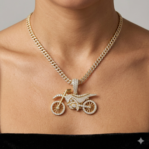 Colgante de Motocicleta Personalizado en Plata 925 Bañada en Oro con Moissanita, Estilo Hip Hop, Unisex, para Motocross, Regalo - Product Image 3