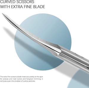 Ciseaux à cuticules extra fins courbés en acier inoxydable 4Cr13, manche moyen, pour droitiers - Product Image 5